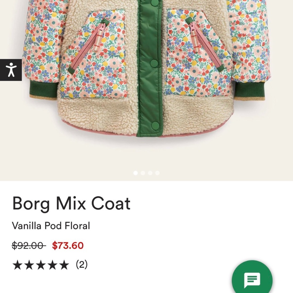 Boden Girls' Borg Spring Fleece Coat, Size 11-12 years - Picture 8 of 8